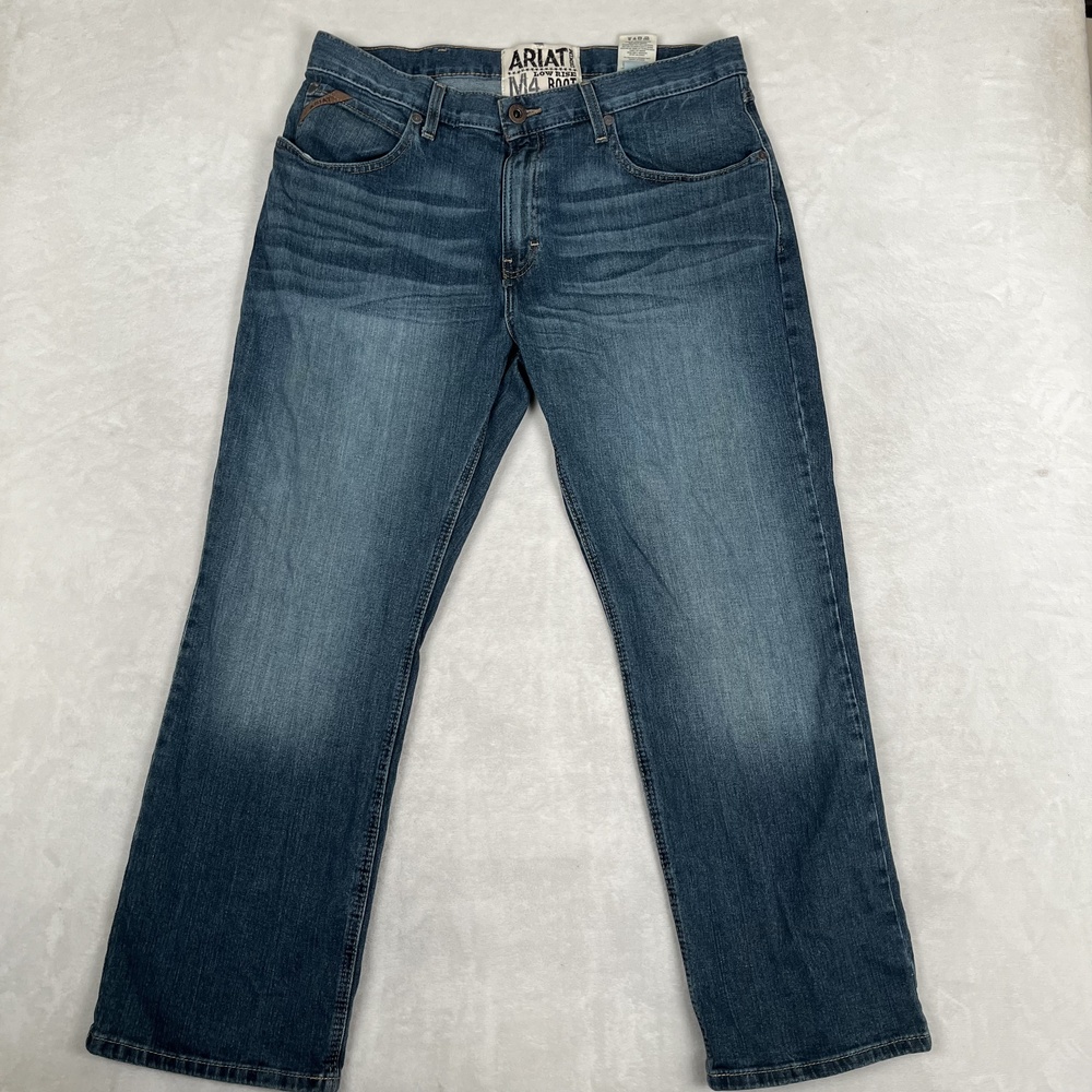 Ariat M4 Low Rise Boot Jeans Mens 36x30 Blue Relaxed Bootcut Denim Med Wash